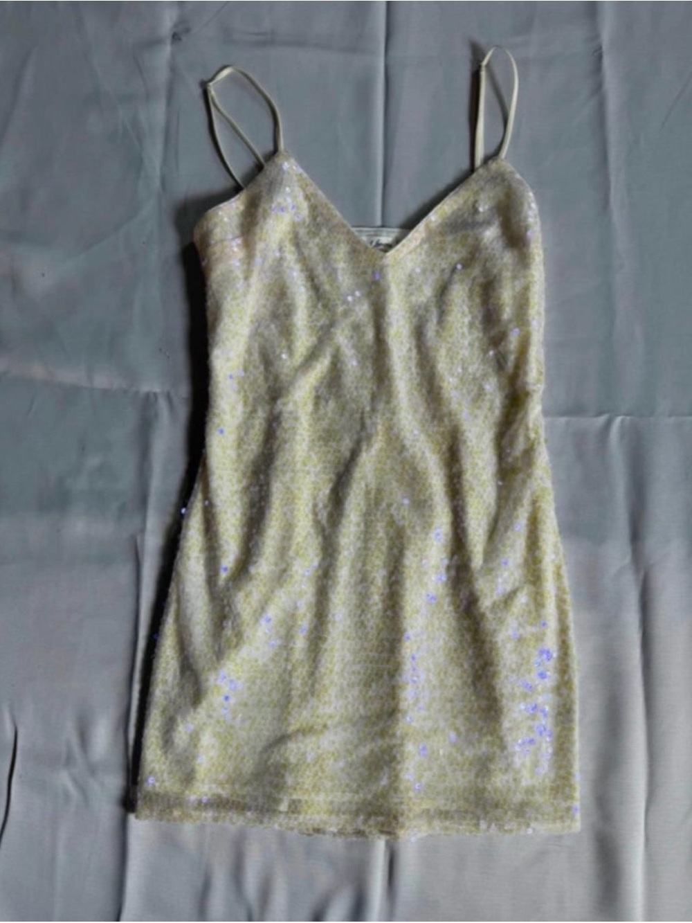 For Love & Lemons Ivory Sequin Slip Dress